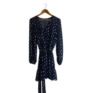 Aqua formal navy and metallic long sleeve dress
